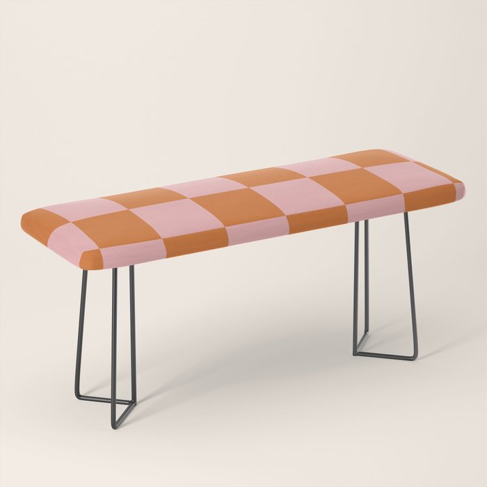Checkerboard Check Pattern in Pink and Orange Bench Gallery Image 1