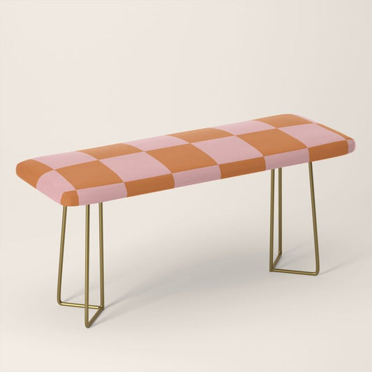Checkerboard Check Pattern in Pink and Orange Bench Gallery Image 2