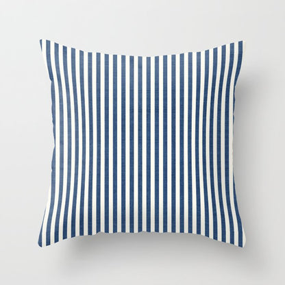 Pinstripe in Navy Blue Throw Pillow Gallery Image 1
