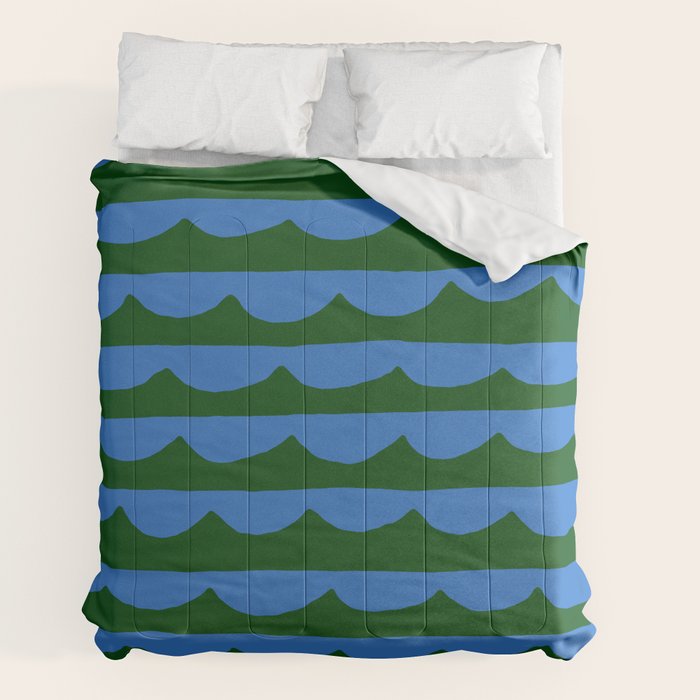 Thin Scalloped Line in blue and green Comforter Gallery Image 2