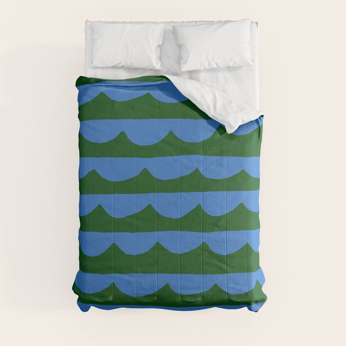 Thin Scalloped Line in blue and green Comforter Gallery Image 8