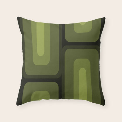 Mid Century Modern Long Rectangles Dark Olive Green Throw Pillow Gallery Image 1