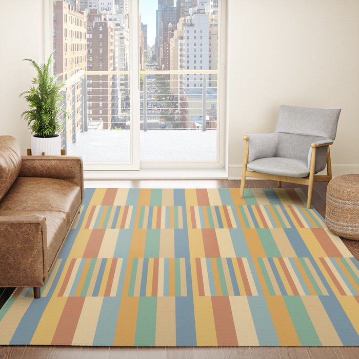 Mixed Stripes Pattern XV Vintage Summer Rug Gallery Image 4
