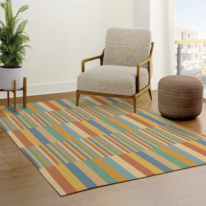 Mixed Stripes Pattern XV Vintage Summer Rug Gallery Image 3