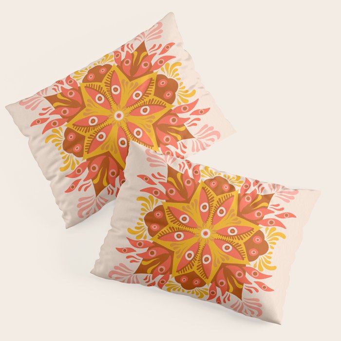 Trippy Mandala - Retro Ochre Pillow Sham Gallery Image 1