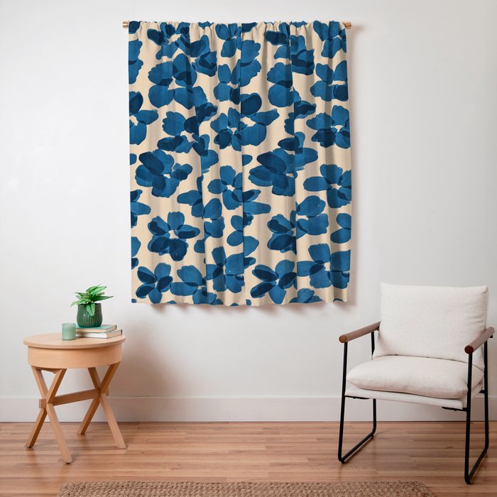 Deep Blue Flowers Window Curtain Gallery Image 3