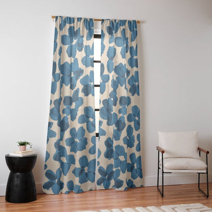 Deep Blue Flowers Window Curtain Gallery Image 14