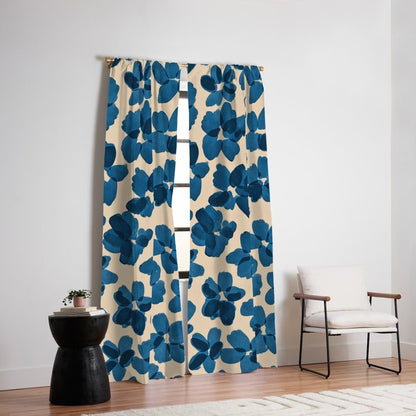 Deep Blue Flowers Window Curtain Gallery Image 2