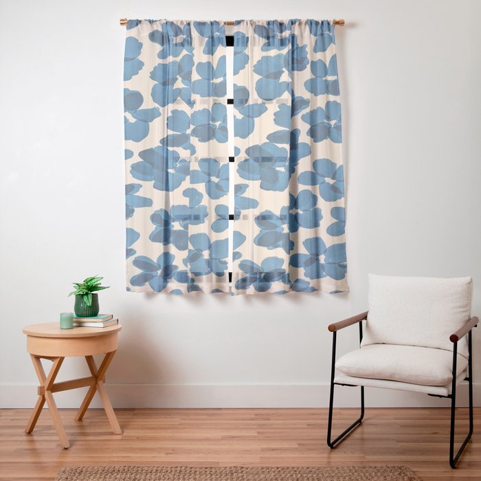 Deep Blue Flowers Window Curtain Gallery Image 23