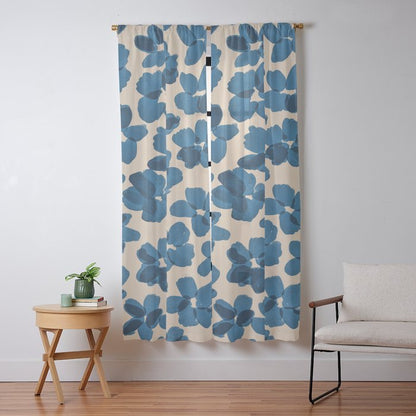 Deep Blue Flowers Window Curtain Gallery Image 9