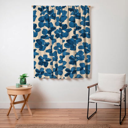 Deep Blue Flowers Window Curtain Gallery Image 7