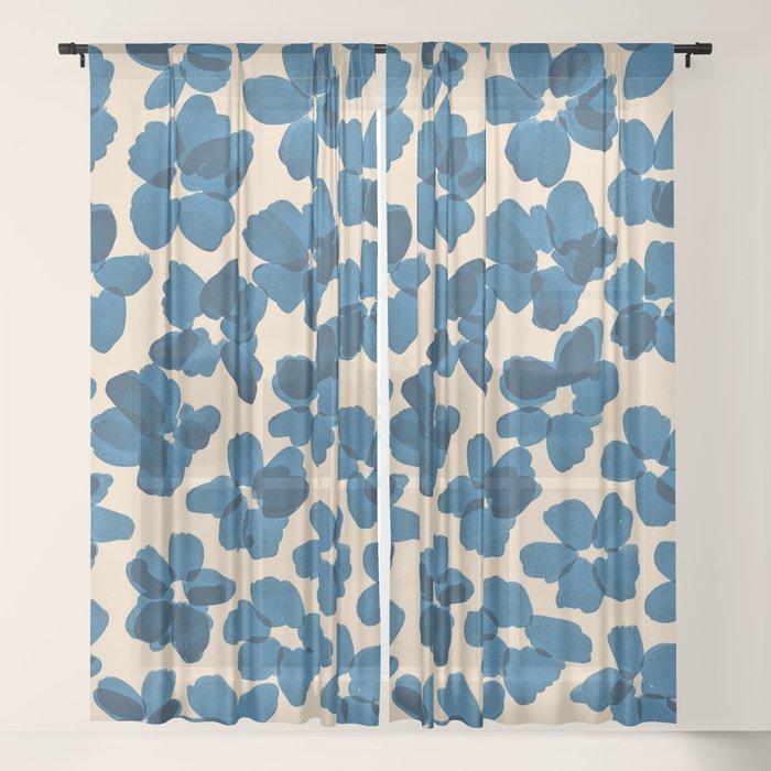 Deep Blue Flowers Window Curtain Gallery Image 21