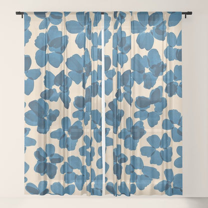 Deep Blue Flowers Window Curtain Gallery Image 21