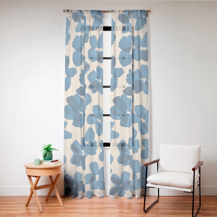 Deep Blue Flowers Window Curtain Gallery Image 24