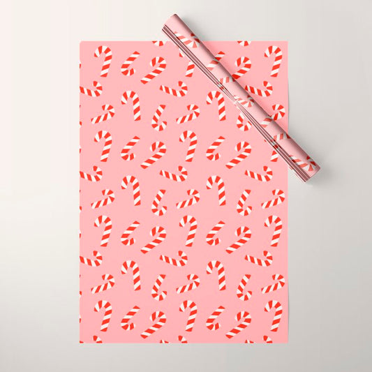 Candy Canes - Pink Wrapping Paper Gallery Image 1