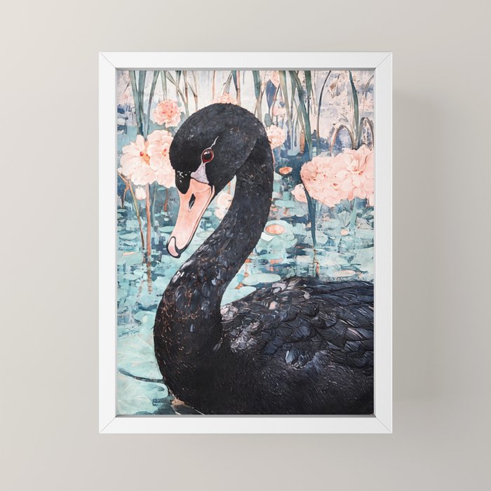 Black Swan Watercolor Mini Art Print Gallery Image 4