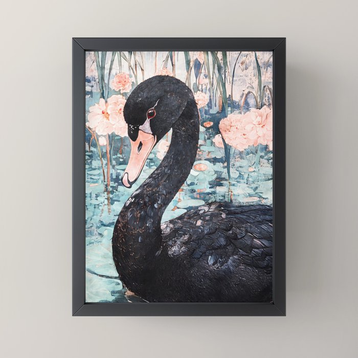 Black Swan Watercolor Mini Art Print Gallery Image 3