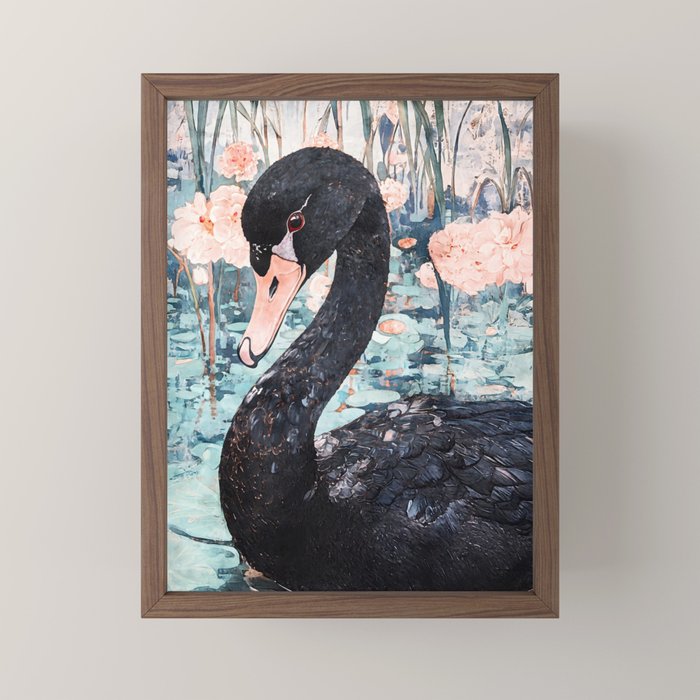 Black Swan Watercolor Mini Art Print Gallery Image 2