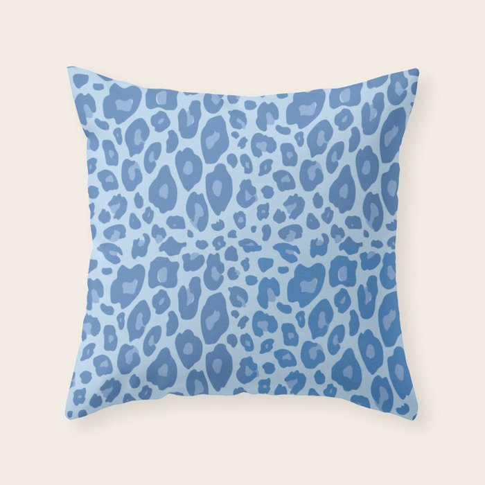 ultra bold leopard blue pastel Throw Pillow Gallery Image 6