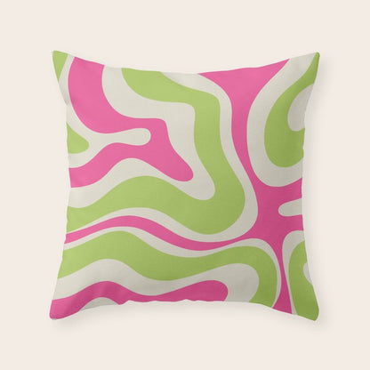 Retro Modern Liquid Swirl in Raspberry Pink and Lime Green Throw Pillow Gallery Image 5