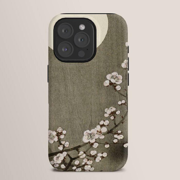 Blossoming plum tree at full moon - Vintage Japanese Woodblock Print Art iPhone Case Gallery Image 15