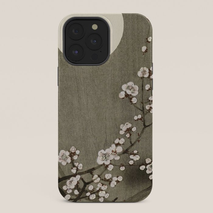 Blossoming plum tree at full moon - Vintage Japanese Woodblock Print Art iPhone Case Gallery Image 36