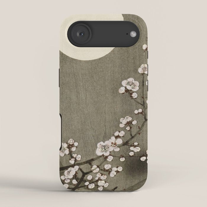 Blossoming plum tree at full moon - Vintage Japanese Woodblock Print Art iPhone Case Gallery Image 2