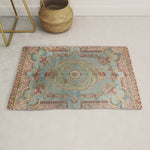 Antique French Rose Blue Aubusson Rug Gallery Image 1