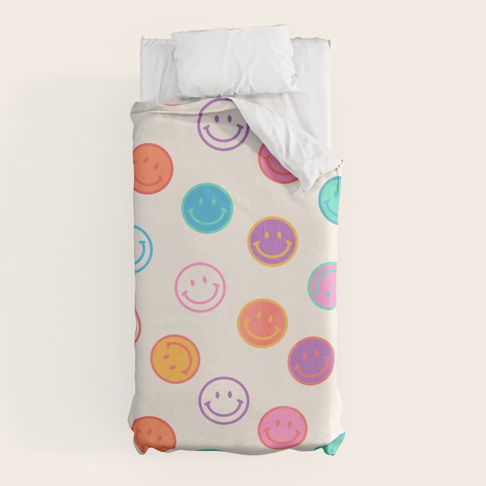 Retro Rainbow Smiling Faces Pattern Duvet Cover Gallery Image 10