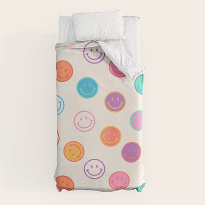 Retro Rainbow Smiling Faces Pattern Duvet Cover Gallery Image 10