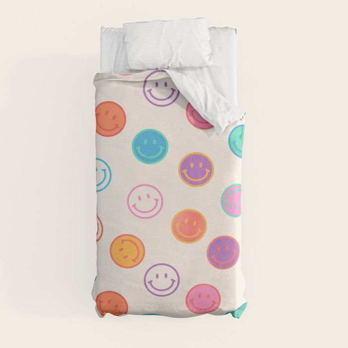 Retro Rainbow Smiling Faces Pattern Duvet Cover Gallery Image 4