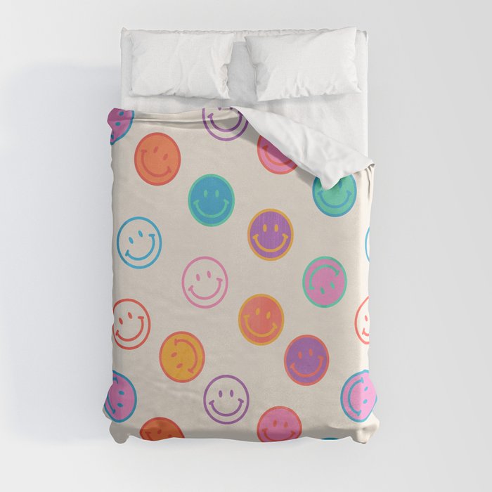 Retro Rainbow Smiling Faces Pattern Duvet Cover Gallery Image 3