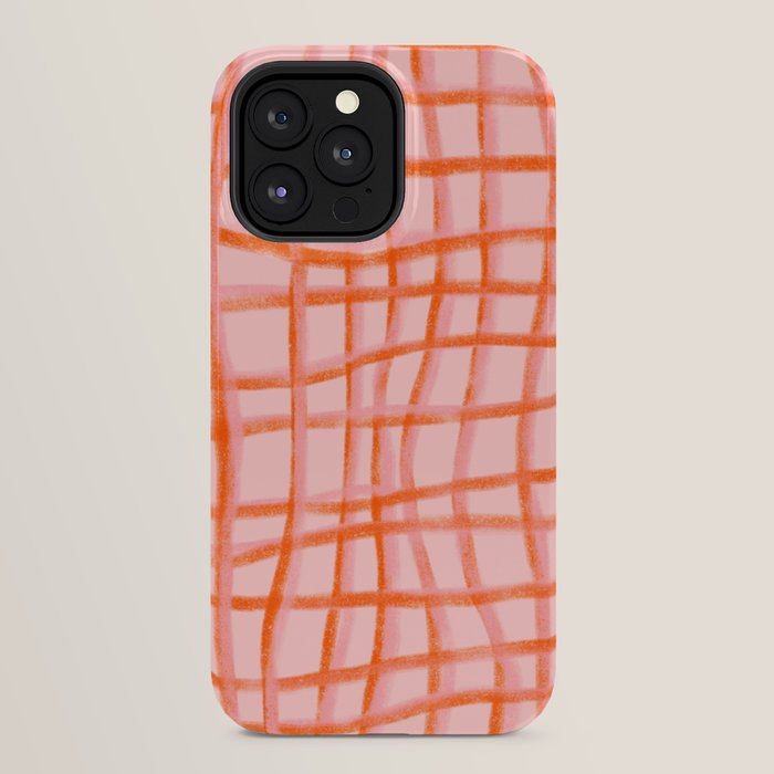 Modern abstract red and pink grids iPhone Case Gallery Image 24