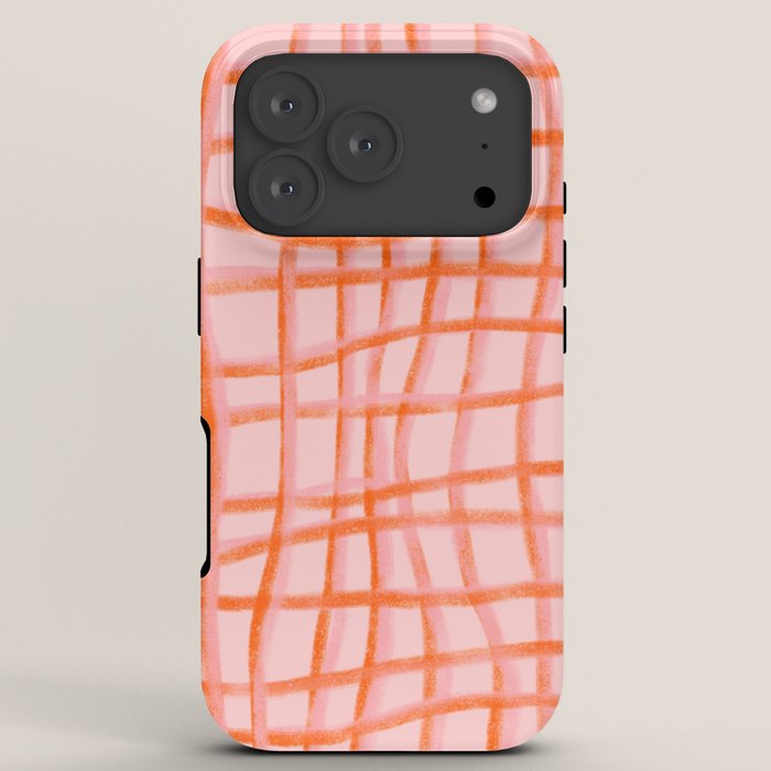 Modern abstract red and pink grids iPhone Case Gallery Image 7