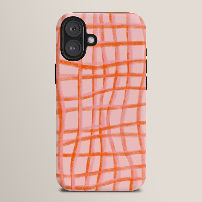 Modern abstract red and pink grids iPhone Case Gallery Image 14