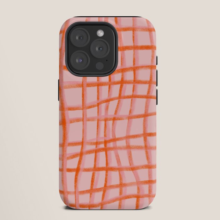 Modern abstract red and pink grids iPhone Case Gallery Image 11