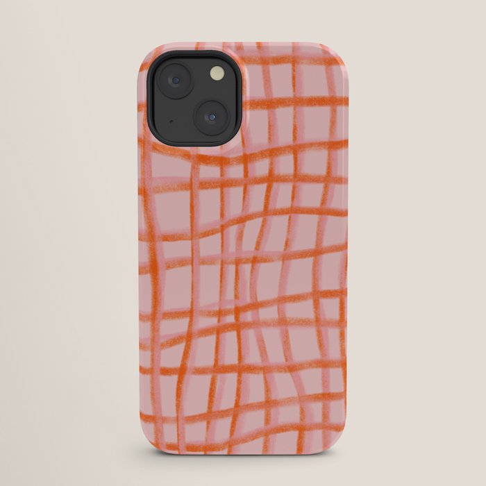 Modern abstract red and pink grids iPhone Case Gallery Image 25