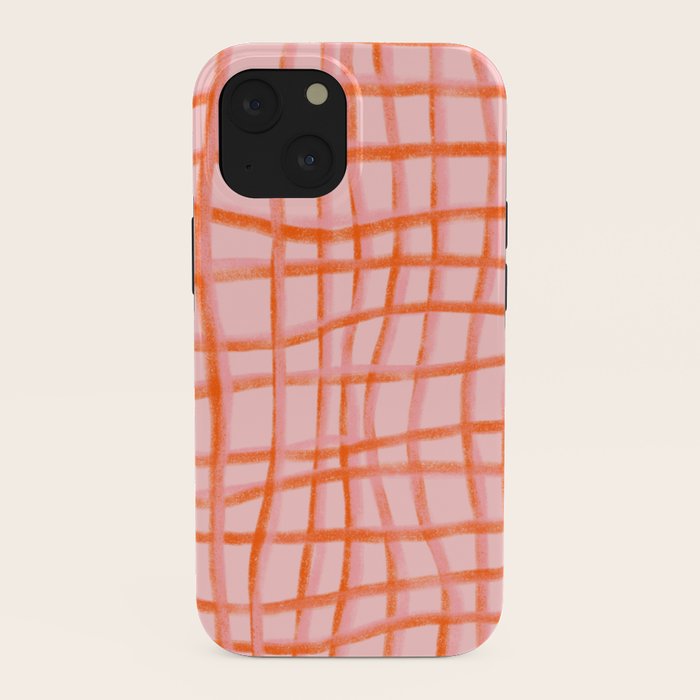 Modern abstract red and pink grids iPhone Case Gallery Image 38