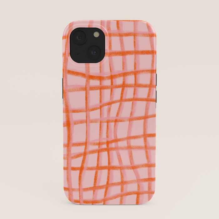 Modern abstract red and pink grids iPhone Case Gallery Image 37