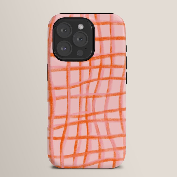Modern abstract red and pink grids iPhone Case Gallery Image 15
