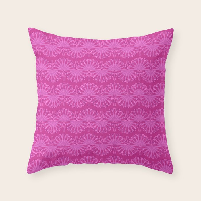 Pink neon bright geometric pattern Throw Pillow Gallery Image 3