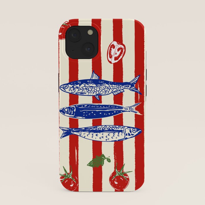 Sardines and Tomato Mediterranean Doodle iPhone Case Gallery Image 37