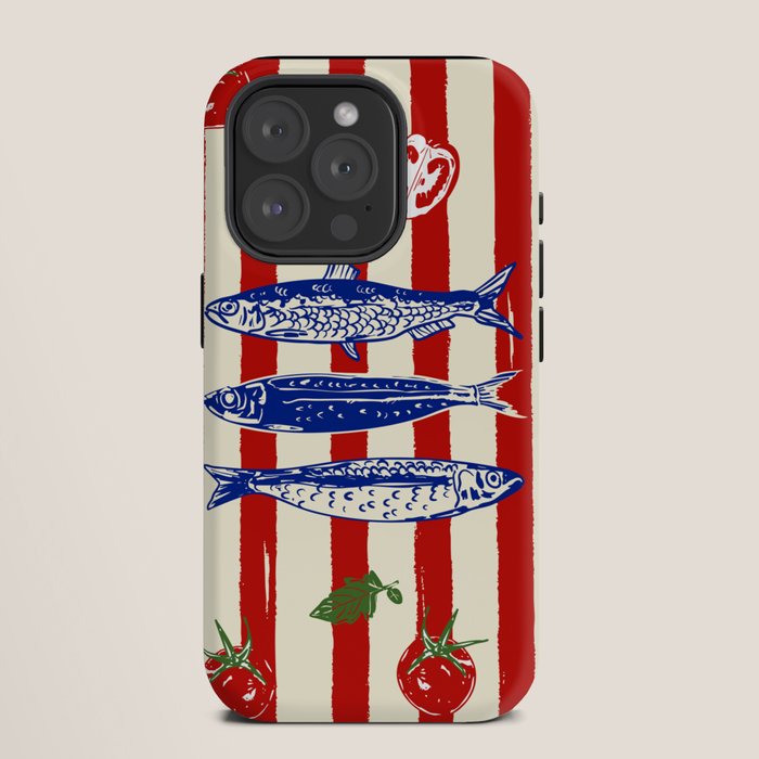Sardines and Tomato Mediterranean Doodle iPhone Case Gallery Image 11