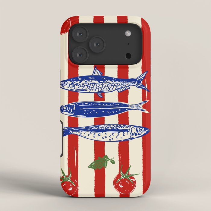 Sardines and Tomato Mediterranean Doodle iPhone Case Gallery Image 4