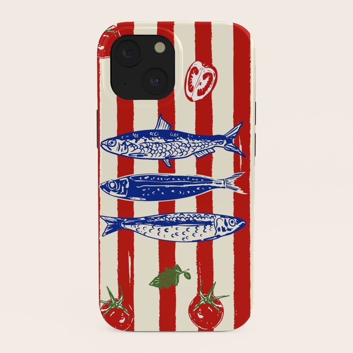 Sardines and Tomato Mediterranean Doodle iPhone Case Gallery Image 38