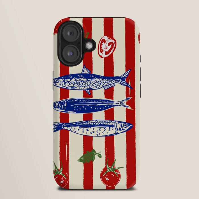 Sardines and Tomato Mediterranean Doodle iPhone Case Gallery Image 9