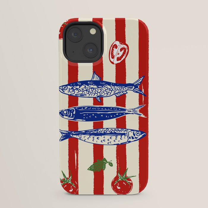 Sardines and Tomato Mediterranean Doodle iPhone Case Gallery Image 29