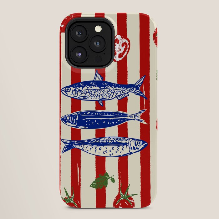 Sardines and Tomato Mediterranean Doodle iPhone Case Gallery Image 28