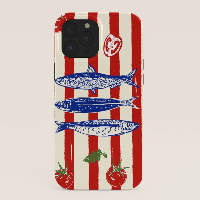 Sardines and Tomato Mediterranean Doodle iPhone Case Gallery Image 40