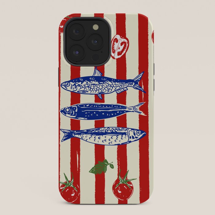 Sardines and Tomato Mediterranean Doodle iPhone Case Gallery Image 36